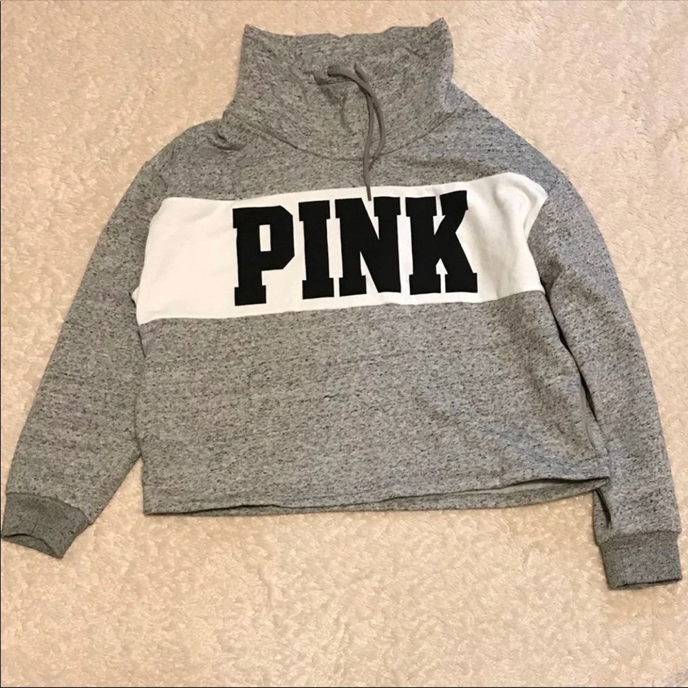 Victoria Secret Pink cowl neck grey hoodie